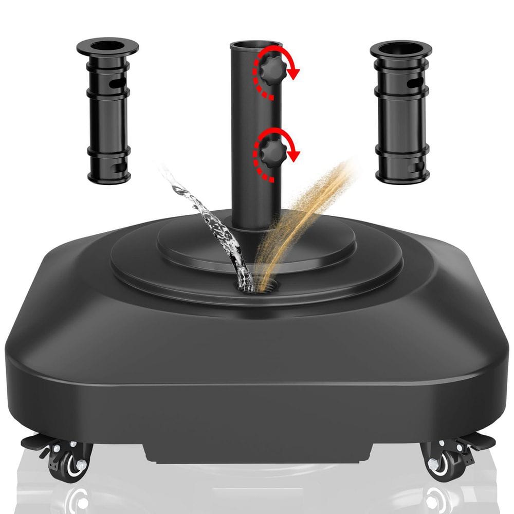 Heavy Duty 100lb Fillable HDPE Patio Umbrella Base in Black with Wheels for Easy Mobility price history on PriceWatchPro