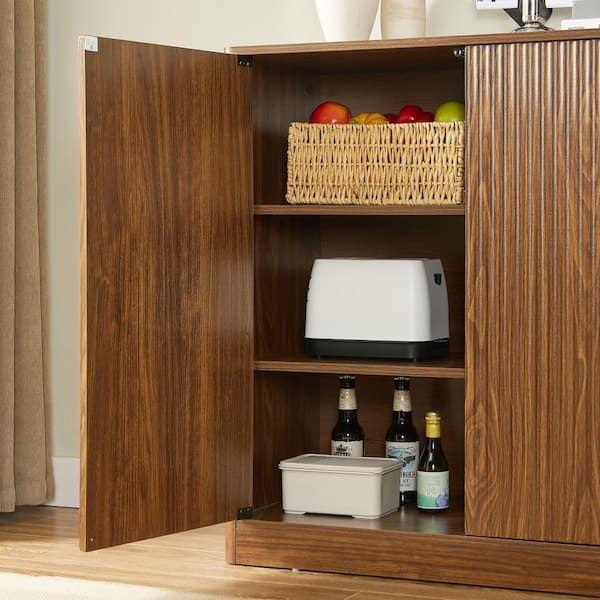 Noble House Raymond Walnut 34.30 in. H Accent Storage Cabinet with