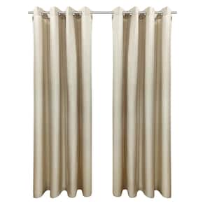 Seascapes 50 in. W x 108 in. L Light Filtering Grommet Indoor/Outdoor Curtain Panel Pair in Linen