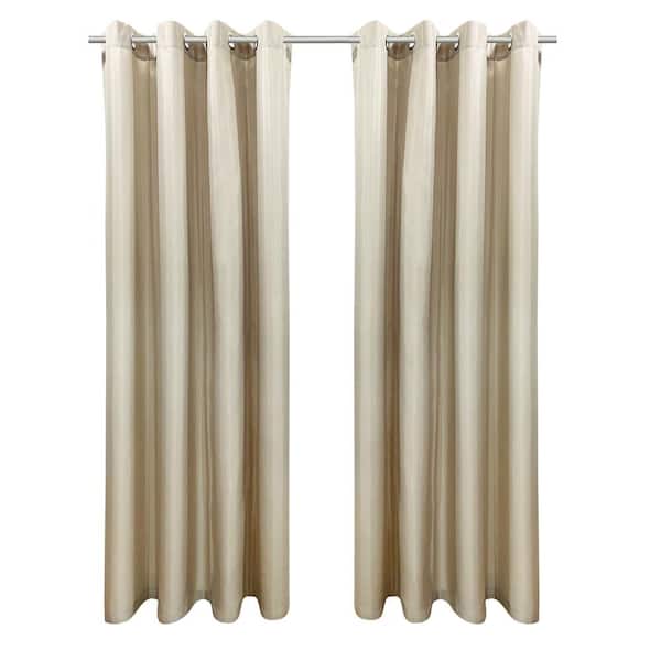 Unbranded Seascapes 50 in. W x 96 in. L Light Filtering Grommet Indoor/Outdoor Curtain Panel Pair in Linen