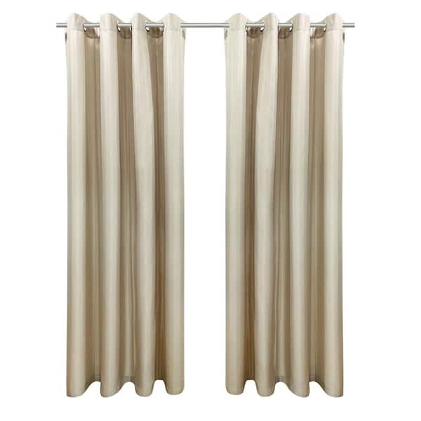 Seascapes 50 in. W x 96 in. L Light Filtering Grommet Indoor/Outdoor Curtain Panel Pair in Linen