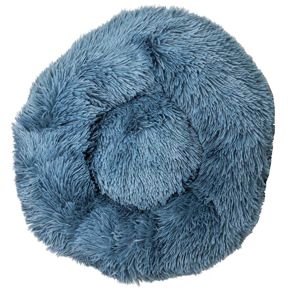 Large Blue Plush High-Grade Rounded Pet Bed
