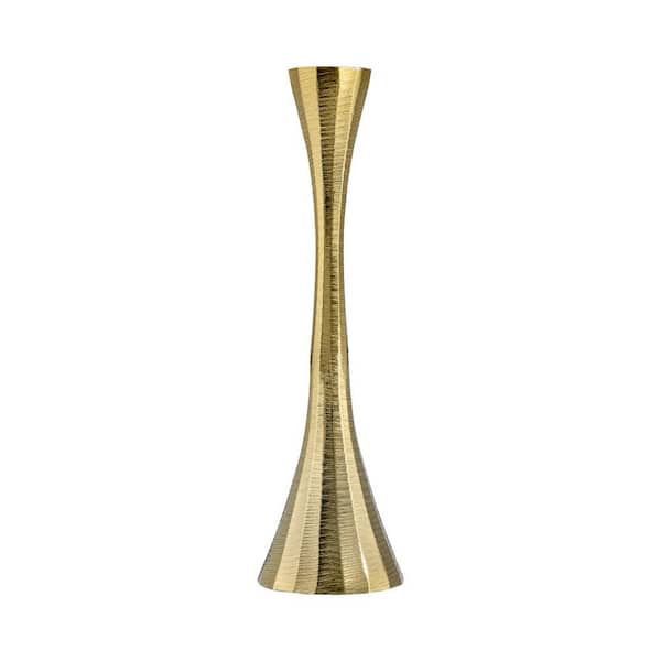 Liv & Skye 10 in. Gold Metal Taper Candle Holder with Sculptural Silhouette