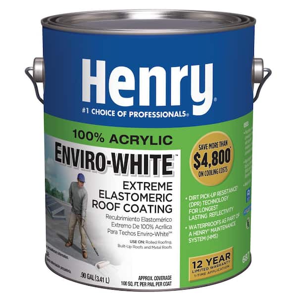 Henry 687 Enviro-White 100% Acrylic Elastomeric Reflective Roof Coating 0.90 gal.
