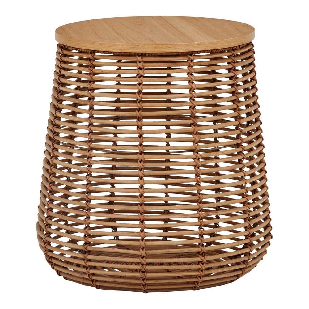 Pala 17.3 in. Natural Rattan Side Table with Removable Top for Storage - thumbnail 6