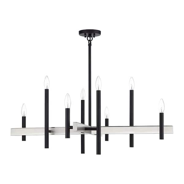 Denmark 8-Light Black with Brushed Nickel Accents Chandelier