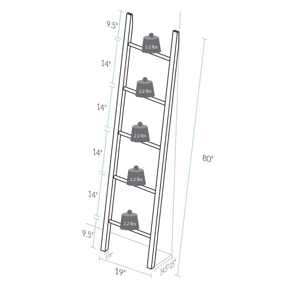 Natural Solid American Maple Decorative Ladder with Wheels