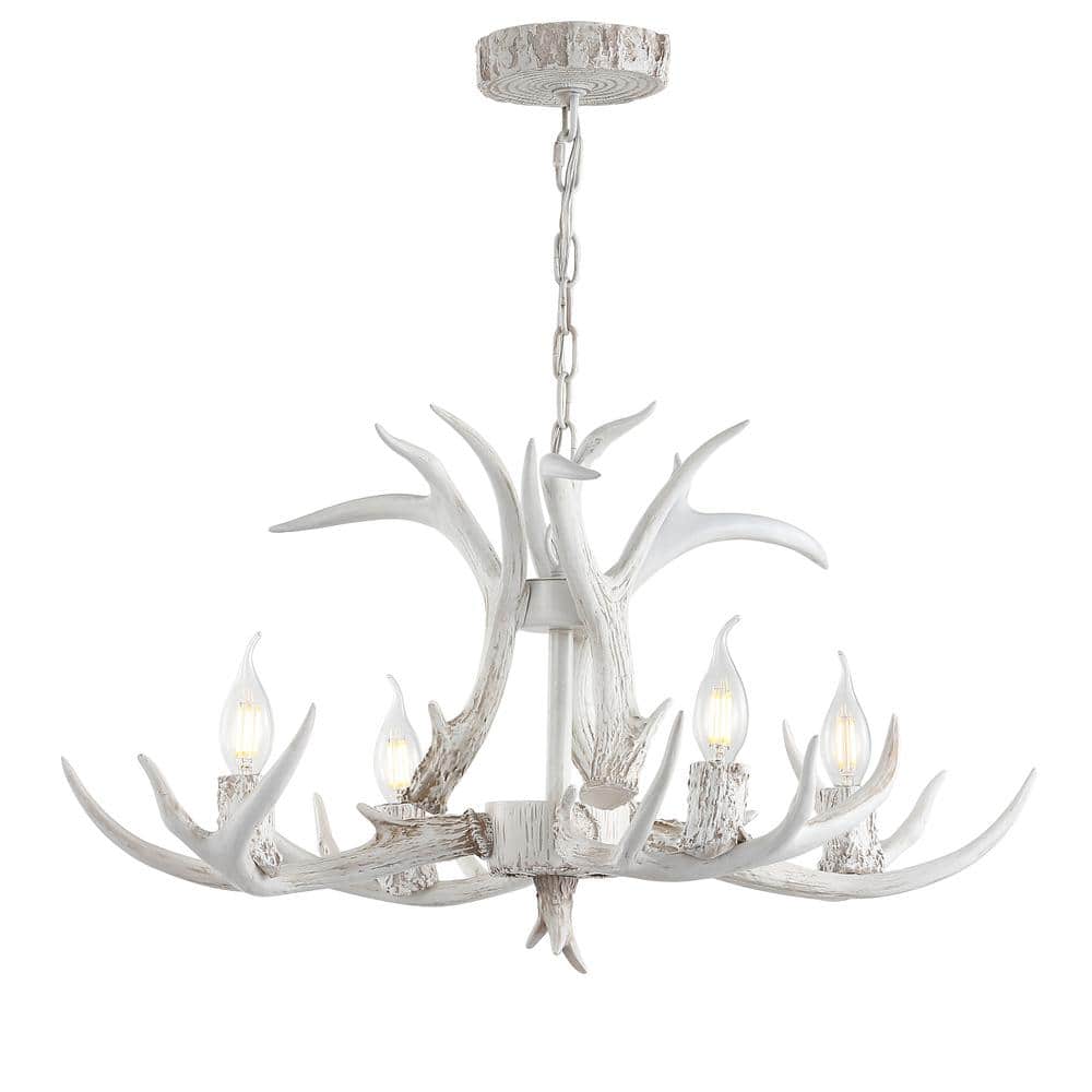 Eldora 27" White Resin Antler Chandelier