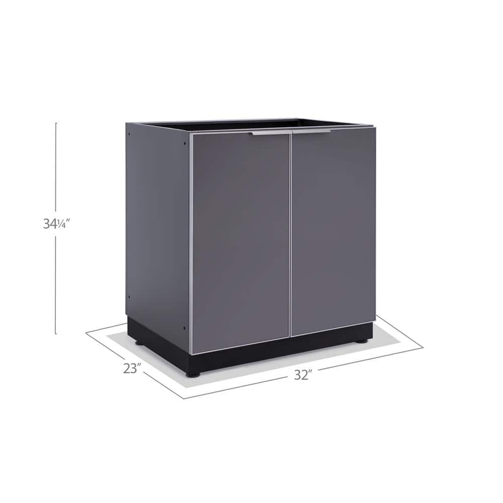 Slate Gray Aluminum Outdoor Kitchen 2-Door Cabinet Base
