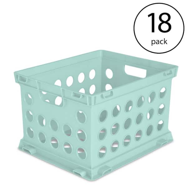Sterilite Stackable File Storage Crate Organizers with Handles, Teal (18-Pack)