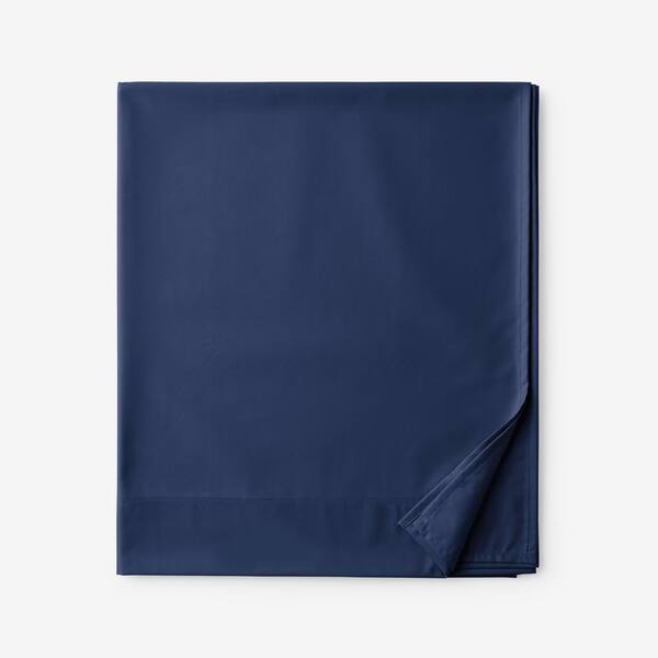 The Company Store Company Cotton Wrinkle-Free Sateen Blue Sapphire Sateen Twin/Twin XL Flat Sheet