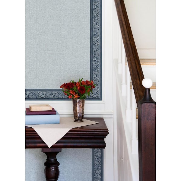 Carved Floral Blue Trim Wall Border