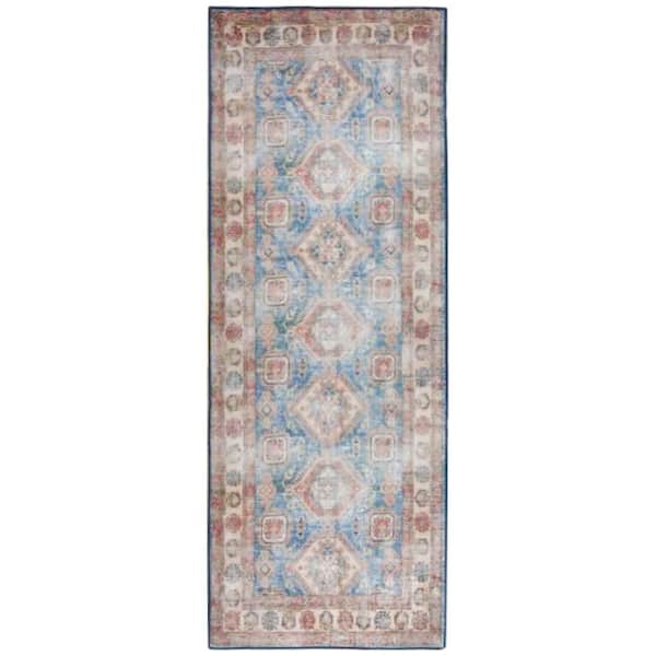 Nourison Fulton Blue Ivory 2 ft. x 5 ft. Medallion Traditional Runner Area Rug