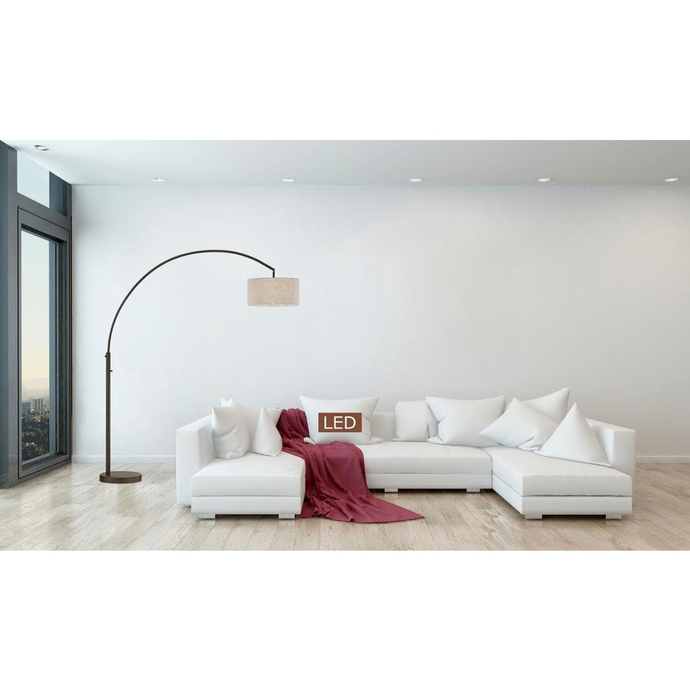 Elena Antique Bronze Adjustable Arc LED Floor Lamp, 80"