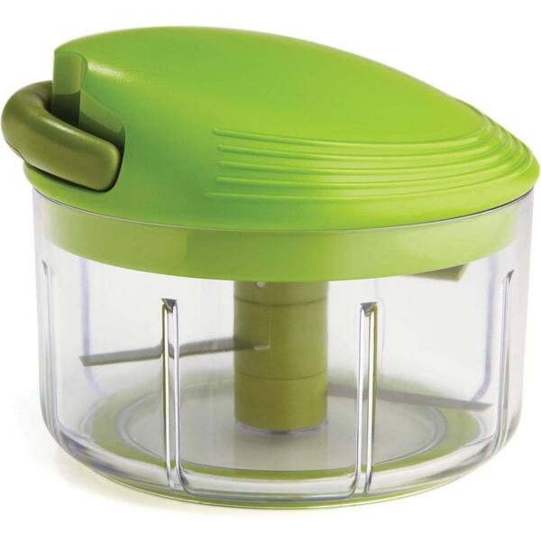 2-Cup Cord Mechanism Green Manual Food Processor Chopper