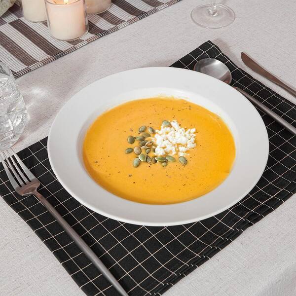 20 fl. oz. White Porcelain Wide Rim Salad Plates, Soup and Pasta Bowls (4-Pack)