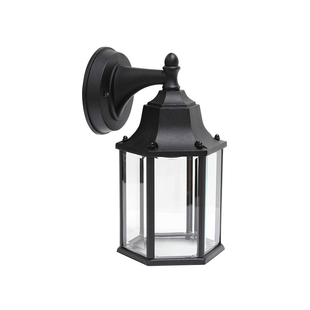Shekinah Black Outdoor Hardwired Lantern Sconce with Integrated LED