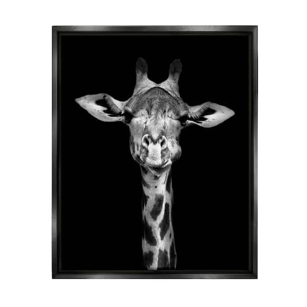 The Stupell Home Decor Collection Greyscale Zebra Stripes Detailed Photography Portrait by Incado Floater Frame Animal Wall Art Print 31 in. x 25 in.