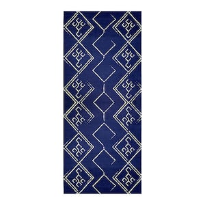 Aspen Navy Creme 2 ft. 2 in.. X 6 ft. Machine Washable Tribal Moroccan Bohemian Polyester Non-Slip Backing Area Rug