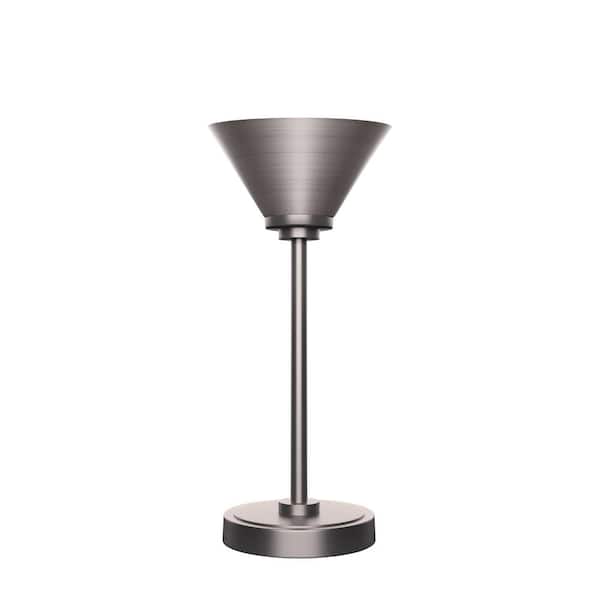 Unbranded Quincy 15.25 in. Graphite Accent Lamp With Glass Shade