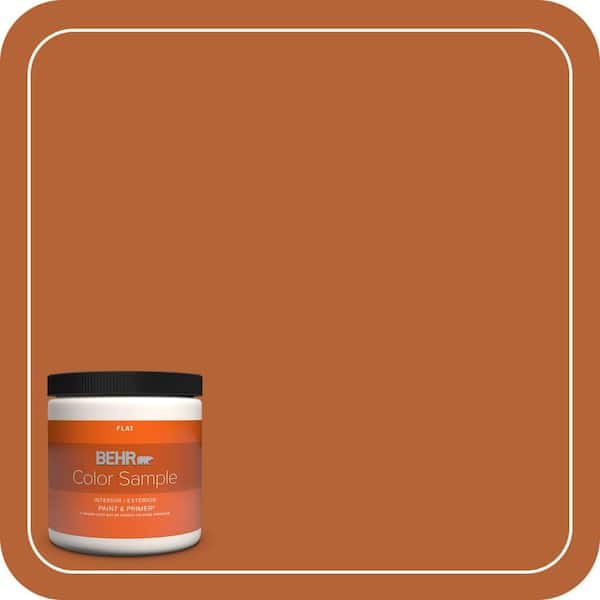 BEHR PREMIUM PLUS 8 oz. #250D-7 Caramelized Orange Flat Interior/Exterior Paint & Primer Color Sample