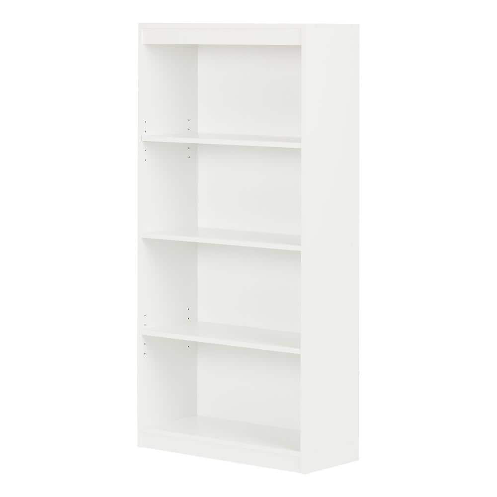 Pure White Adjustable 4-Shelf Wooden Bookcase