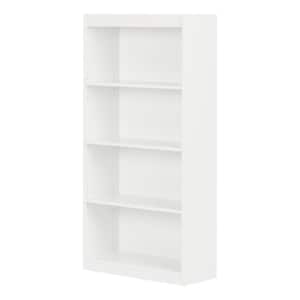 56 in. White Wood 4-shelf Standard Bookcase with Adjustable Shelves
