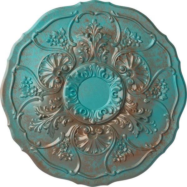 Ekena Millwork 22-1/2 in. x 1-1/2 in. Cornelia Urethane Ceiling Medallion (Fits Canopies upto 4 in.), Copper Green Patina