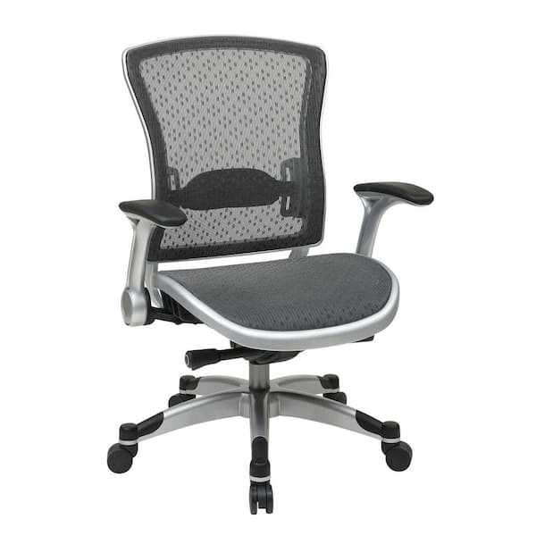 Space Seating Executive Breathable Mesh Back Chair with Flip Arms in Black