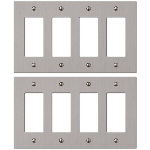 AMERELLE Barnard Brushed Nickel 4-Gang Rocker Metal Wall Plate (2-Pack)