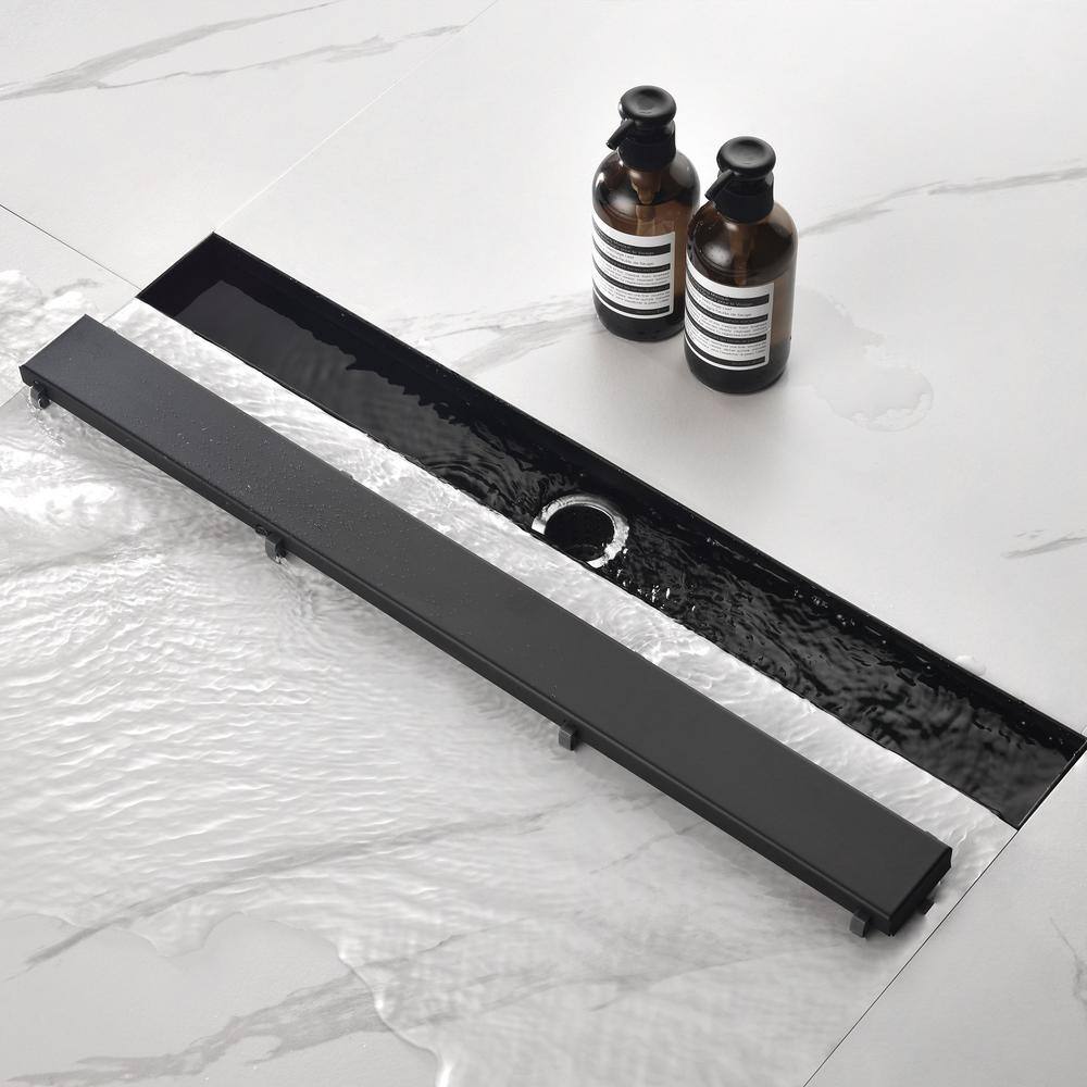 32-Inch Matte Black Stainless Steel Linear Shower Drain