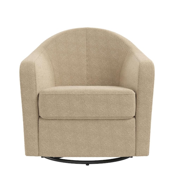 DHP Gentle Curved Swivel Accent Chair, Taupe Boucle
