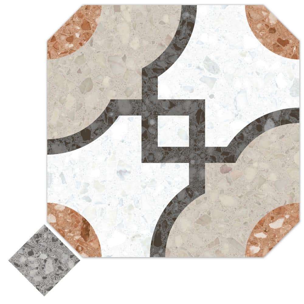 Riviera Octagon Grimaud Multicolor with Taco Nero 8 in. x 8 in. Porcelain Floor and Wall Take Home Tile Sample price history on PriceWatchPro