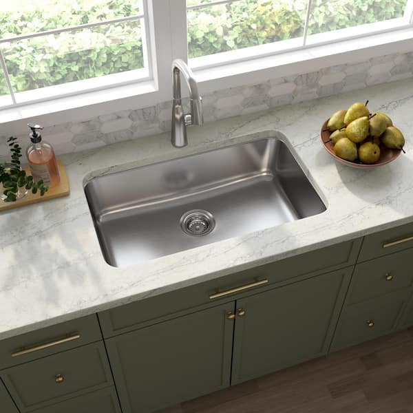 30 in. Undermount Single Bowl 18 Gauge Stainless Steel Kitchen Sink