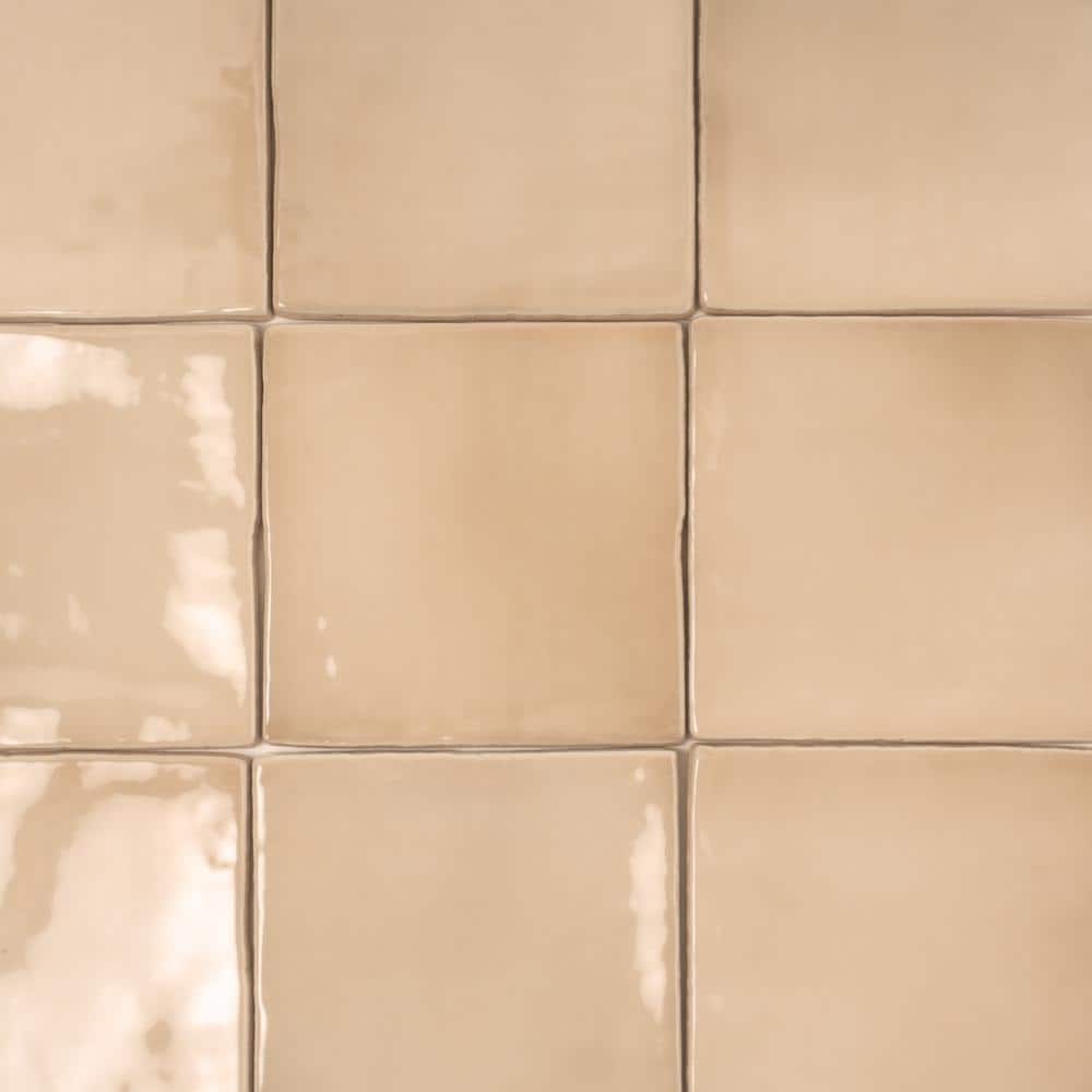 Silken Beige Glossy Ceramic Square Wall and Floor Tile