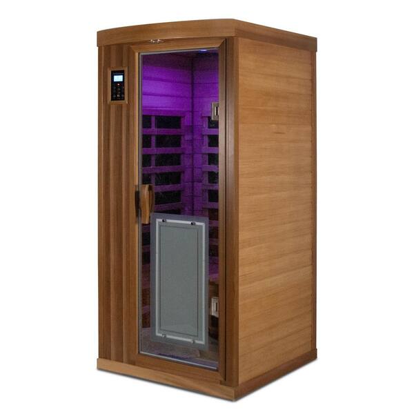 tunuo Low EMF 1-Person Far Infrared Red Cedar Deluxe Indoor Sauna