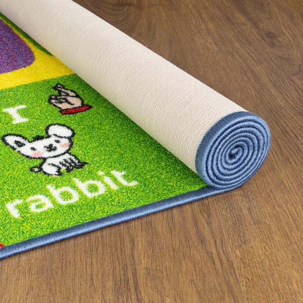 Multi-Color Kids Children Bedroom ABC Alphabet ASL Sign Language Educational Learning 3 ft. x 5 ft. Area Rug