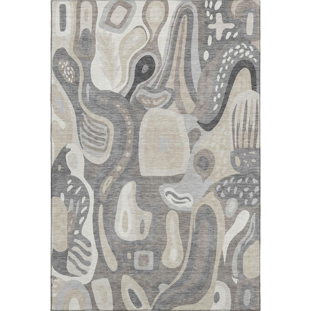 Mayfield Premium Machine Washable Abstract AMF2488 Taupe 9 ft. x 12 ft. Area Rug price history on PriceWatchPro