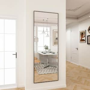 21 in. W x 64 in. H Rectangular Black Aluminum Alloy Framed Full Length Mirror Standing Floor Mirror