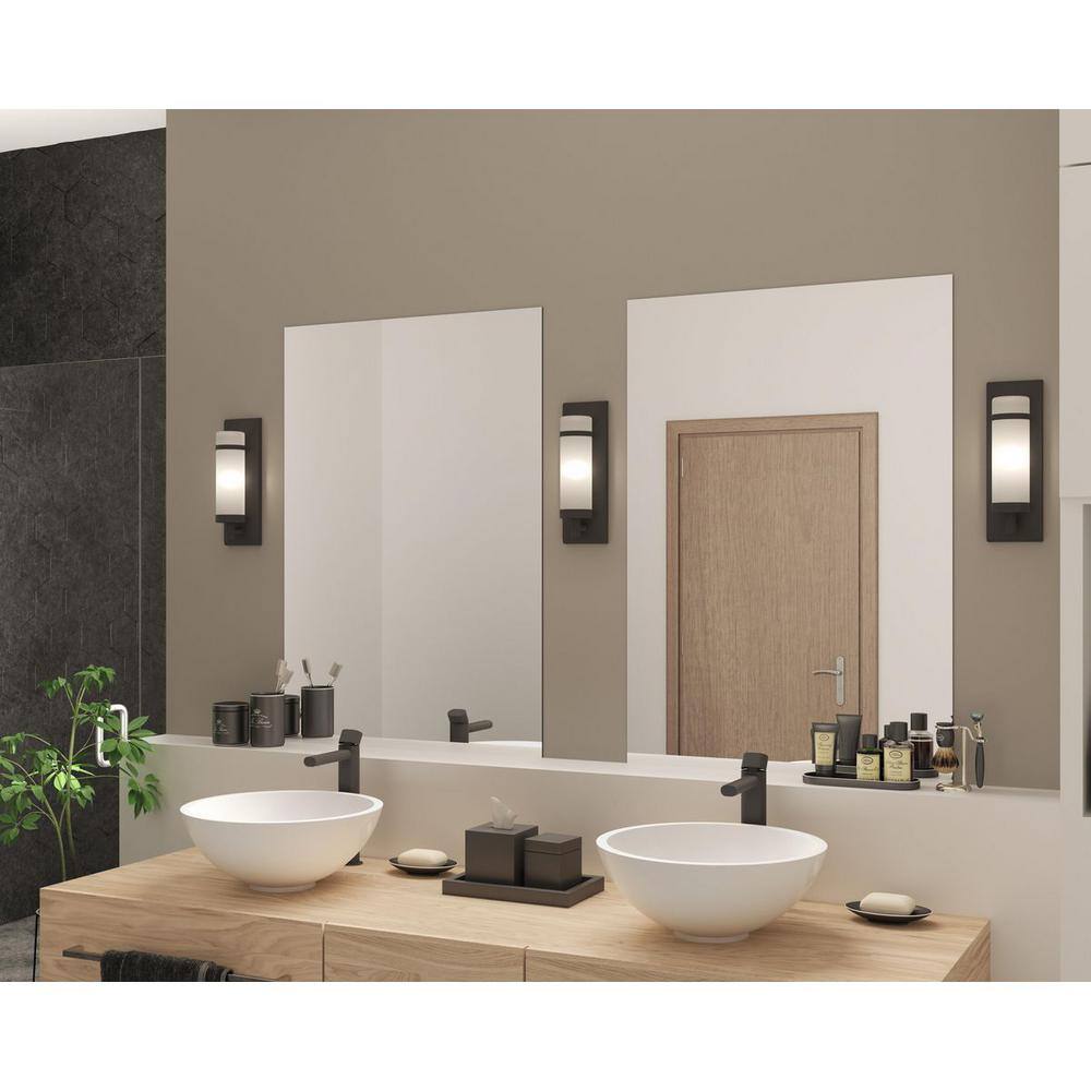 Matte Black Etched Opal Glass Dimmable Wall Sconce