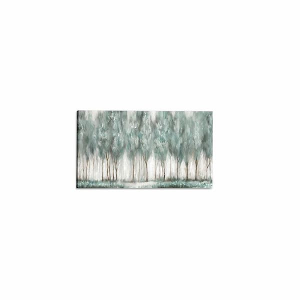 Abstract Forest Canvas Wall Art-Grey Teal Foggy Trees Pictures Abstract Misty Woods Wall Decor