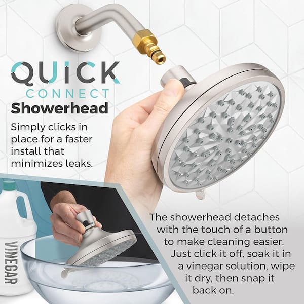 HydroFuse 6-Spray with 1.75 GPM 5.375 in. Wall Mount Fixed Shower Head with QuickConnect in Spot Defense Brushed Nickel