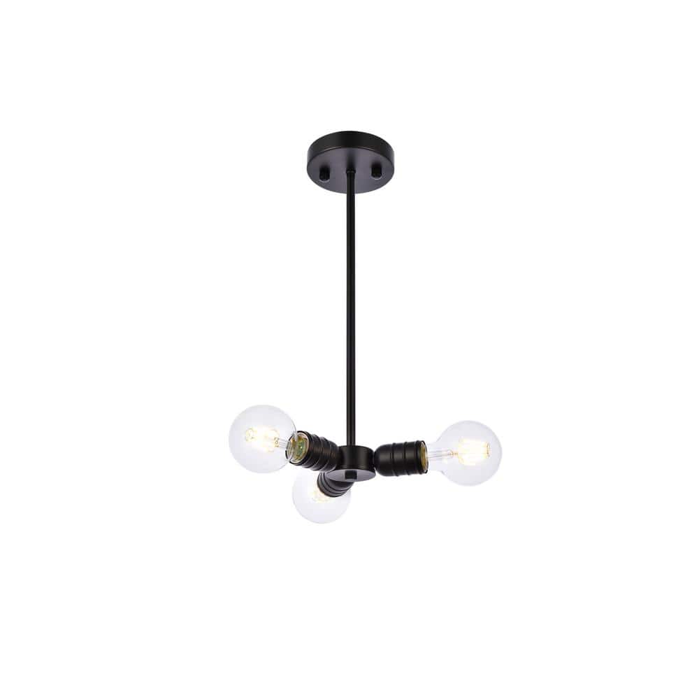 Home Living 40-Watt 3-Light Black Pendant Light with No Shade, No Bulbs Inc