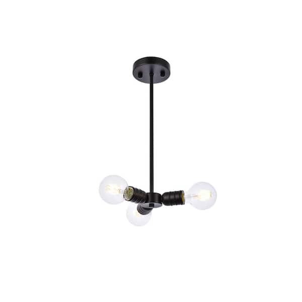 Unbranded Home Living 40-Watt 3-Light Black Pendant Light with No Shade, No Bulbs Included