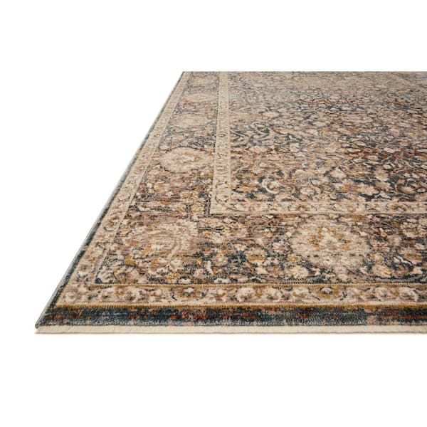 Lourdes Charcoal/Ivory 2 ft. 8 in. x 2 ft. 8 in. Round Distressed Oriental Area Rug