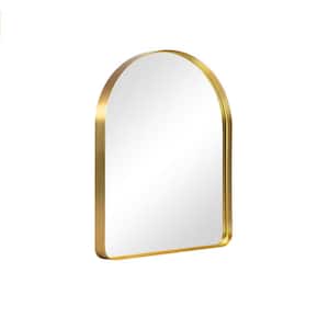 30 in. W x 39 in. H Arched Alloy Aluminum Metal Framed Modern Gold Wall Decorative Mirror