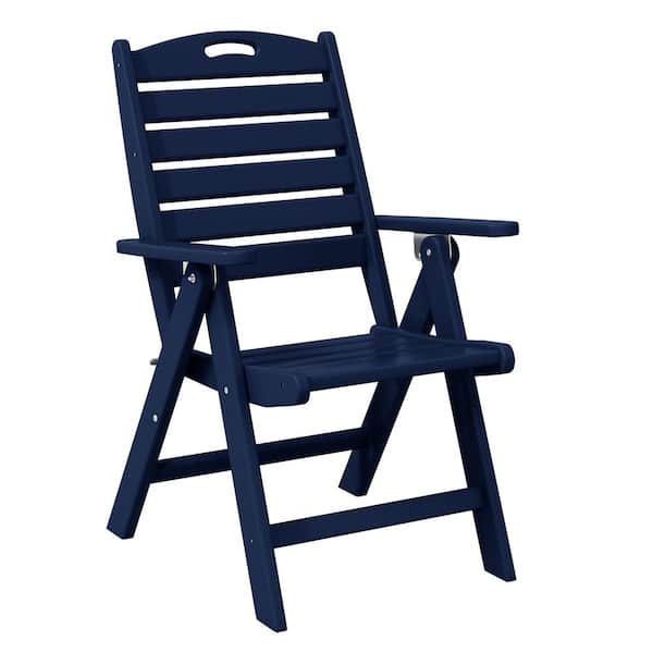 WESTIN OUTDOOR Laguna Outdoor Patio Folding Highback Dining Chair w/ Adjustable Recline in Navy Blue