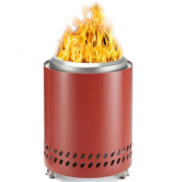 Kahomvis Smokeless Fire Pit 9.6 in. H Outdoor Portable Stainless Steel Tabletop Wood Burning Fire Pit with Storage Bag, Red