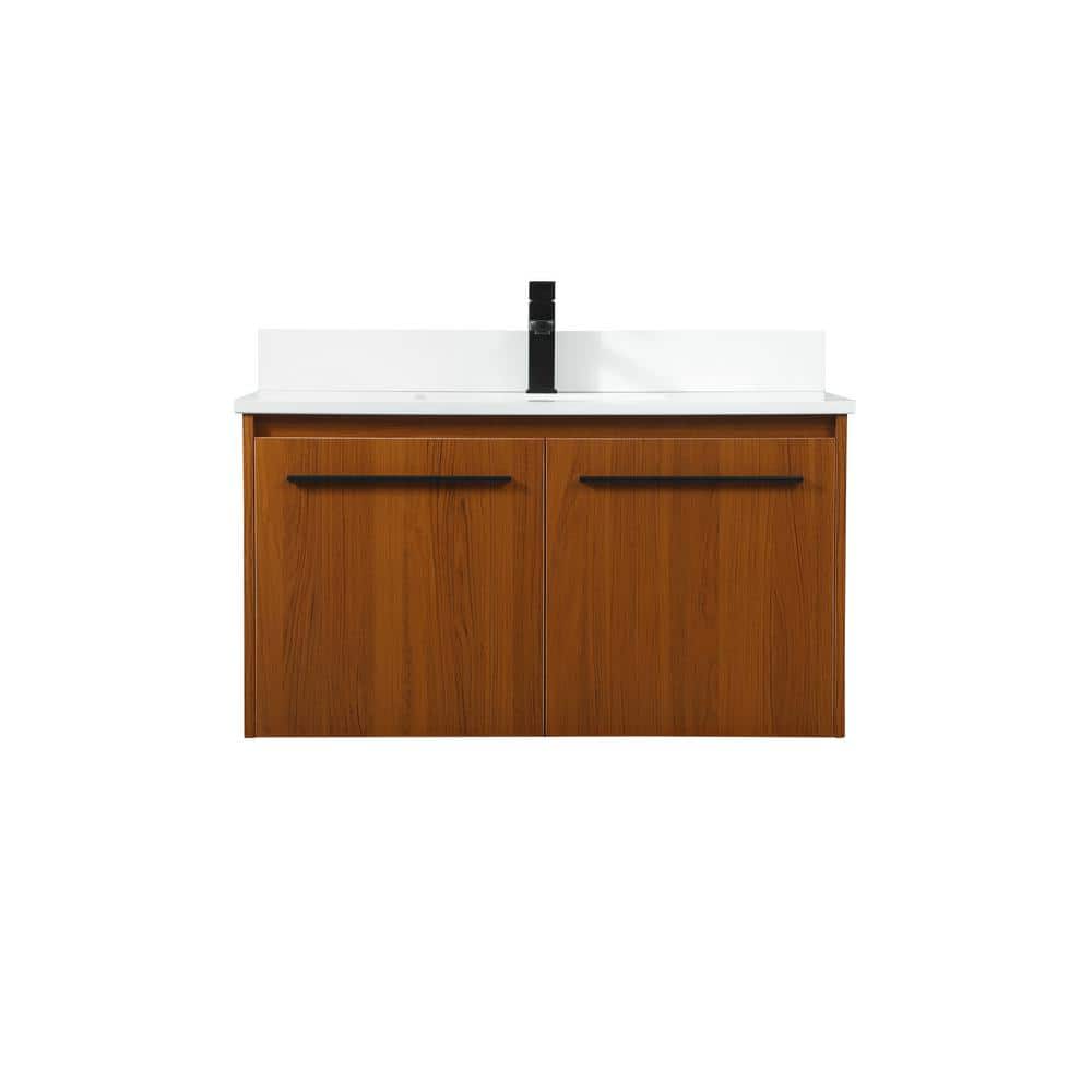 Simply Living 36 in. W x 18 in. D x 19.7 in. H Bath Vanity in Teak with Ivo