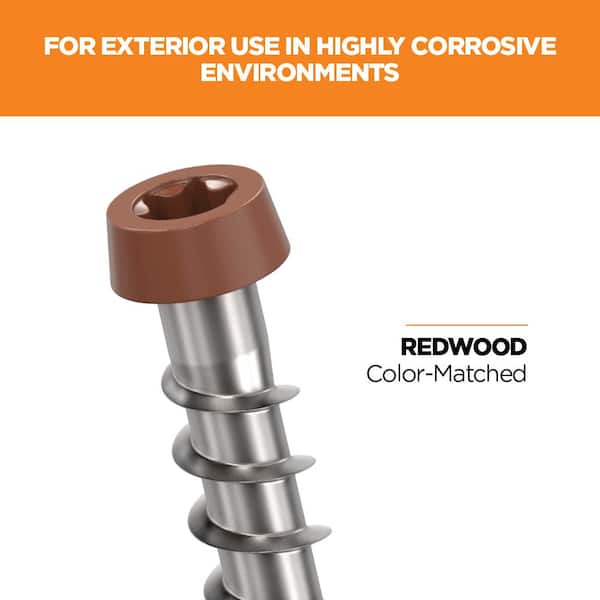 #10 2-1/2 in. 316 Stainless Steel Star Drive Redwood Composite Deck Screws (350-Count)